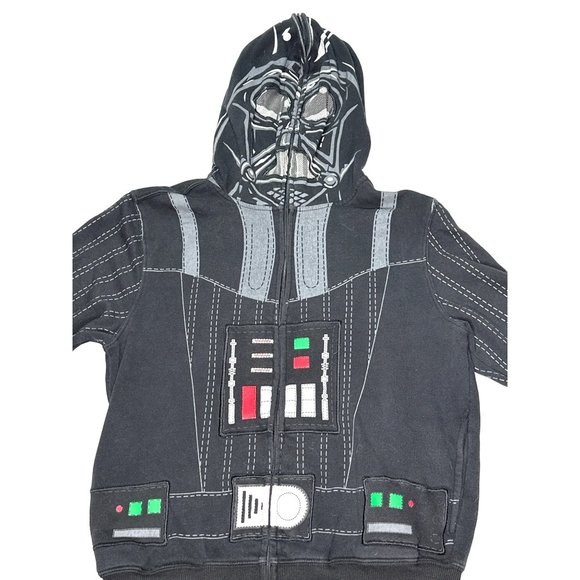 Star Wars Full Face Mask Hoodie Boys Large Darth Vader Cotton Blend Long Sleeve - Picture 3 of 14